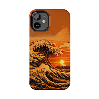 Japanese Great Wave Sunset Phone Case | Hokusai 3D Art Sunset Glow | Edo Era Masterpiece