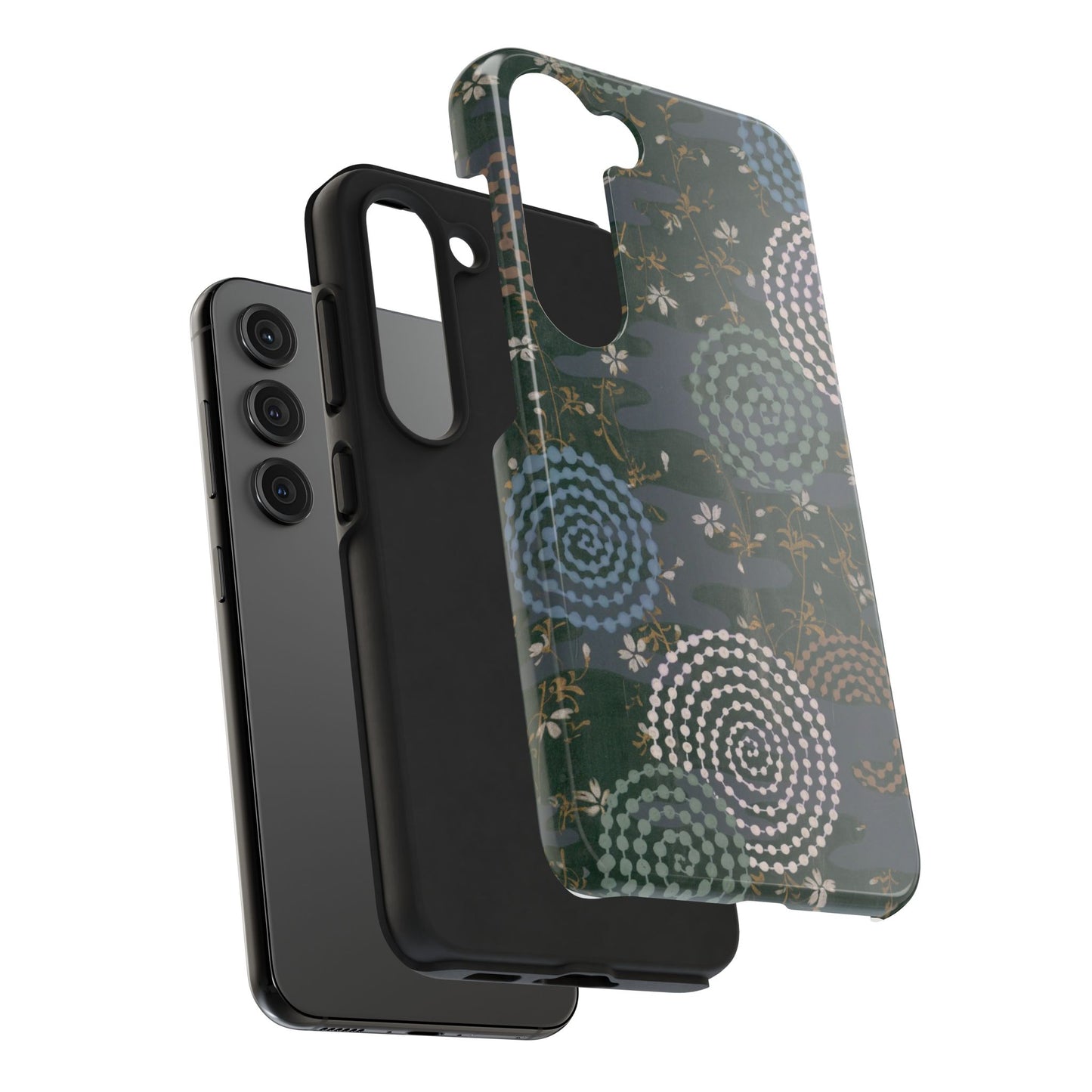 Meiji Era Uzumaki Spiral Phone Case | 1901 Zuan Hyakushu | Tokiwa Green Japanese Art