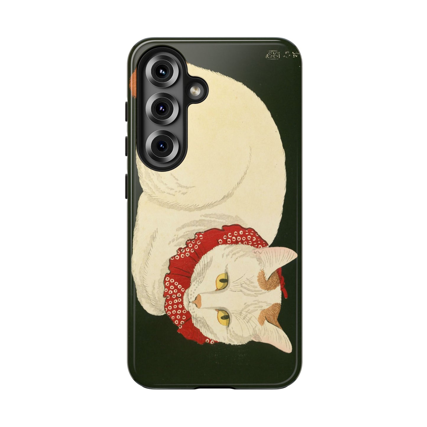 Taisho Era Lucky White Cat Phone Case | 1921 Japanese Woodblock Art | Zen Cat Design