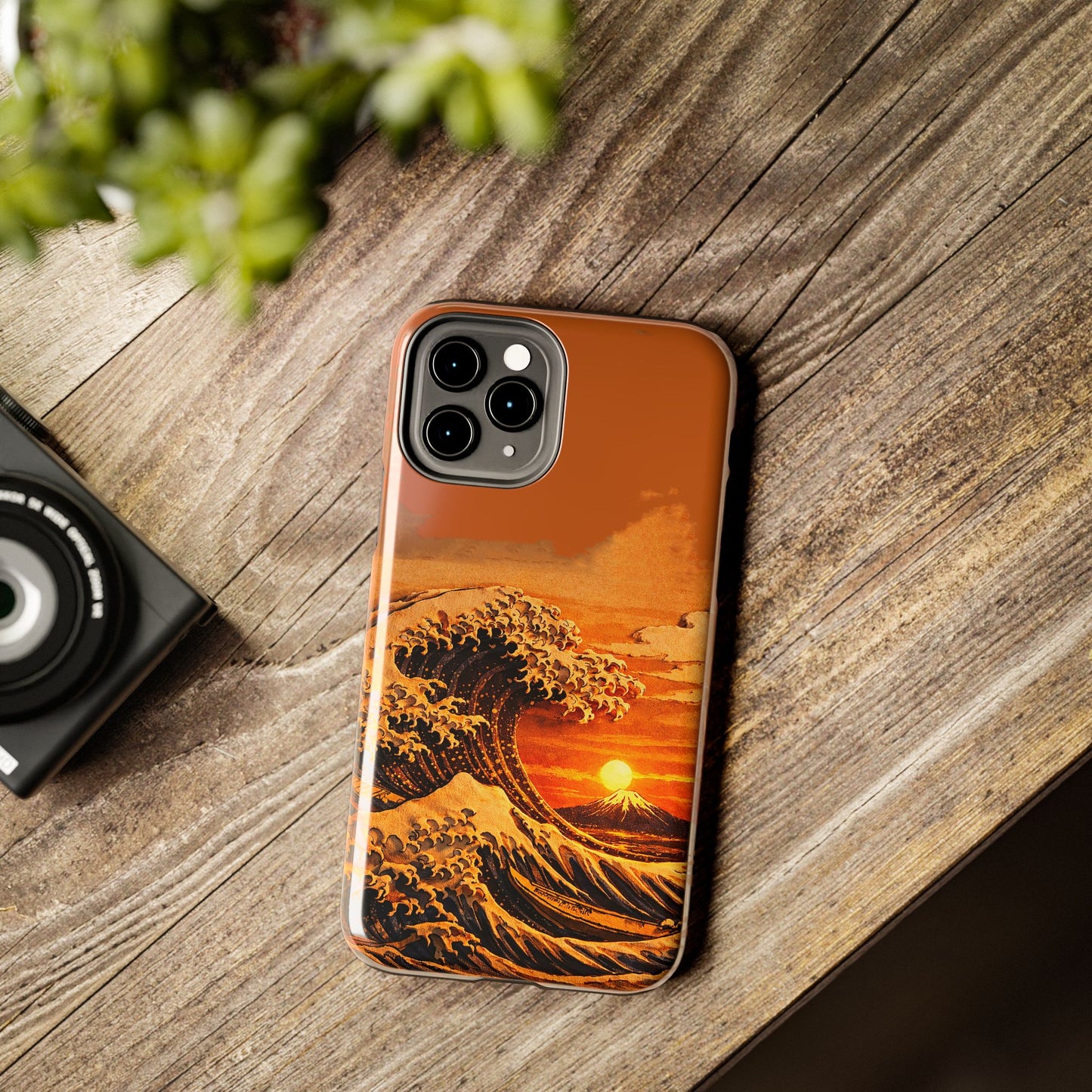 Japanese Great Wave Sunset Phone Case | Hokusai 3D Art Sunset Glow | Edo Era Masterpiece