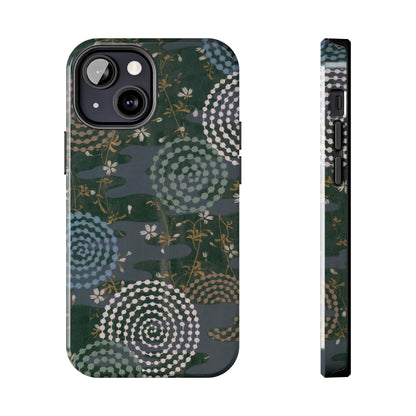 Meiji Era Uzumaki Spiral Phone Case | 1901 Zuan Hyakushu | Tokiwa Green Japanese Art