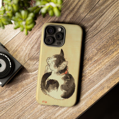 Sleeping Cat iPhone Case | Meiji Era Japanese Ink Painting | Ukiyo-e Art Phone Case | Vintage Japan Cat Gift