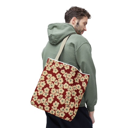 Japanese Sakura Tote Bag - Taisho Era Chiyogami Washi Pattern Vintage Design