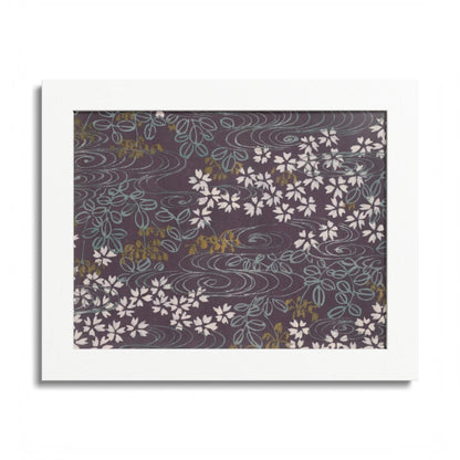 Antique Japanese Sakura River Framed Poster - Meiji Era Chiyogami Wall Art