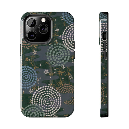 Meiji Era Uzumaki Spiral Phone Case | 1901 Zuan Hyakushu | Tokiwa Green Japanese Art