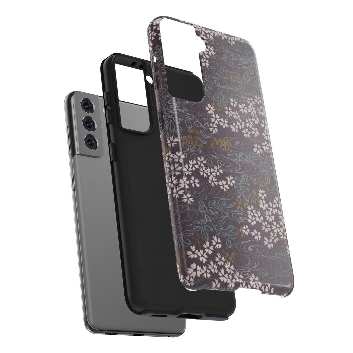 Meiji Era Sakura River Phone Case | 1901 Zuan Hyakushu | Wisteria Purple Japanese Art
