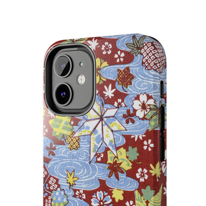 Taisho Umbrella Tales | 1926 Sakura, Momiji & Flowing Water Phone Case | Vintage Chiyogami Art