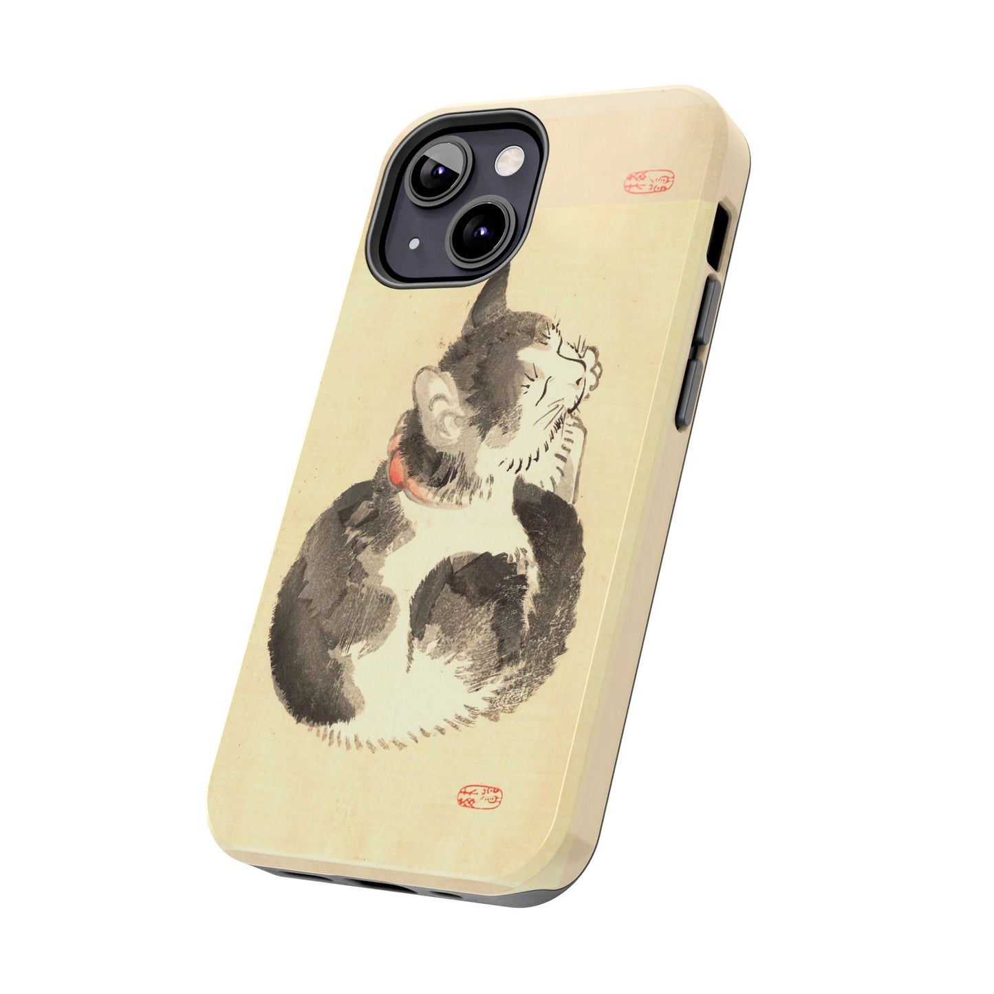 Sleeping Cat Japanese Art Phone Case | Meiji Era Bairei Kono Woodblock | Vintage Cat Illustration 1887