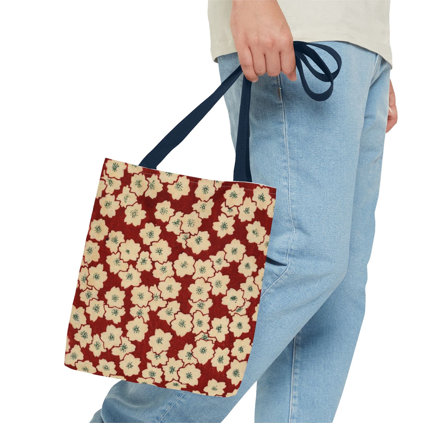 Japanese Sakura Tote Bag - Taisho Era Chiyogami Washi Pattern Vintage Design