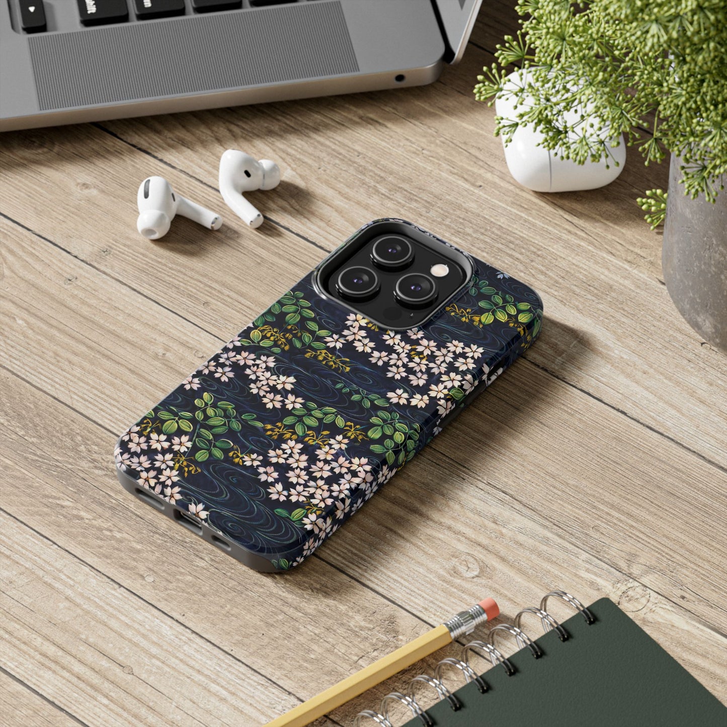 Sakura River Night Phone Case – Japanese Chiyogami Inspired Design