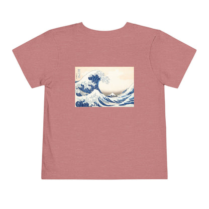 Great Wave off Kanagawa Toddler T-Shirt - Hokusai Japanese Art Back Print Kids Tee