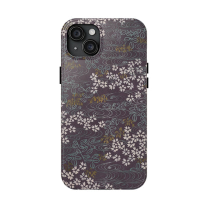 Meiji Era Sakura River Phone Case | 1901 Zuan Hyakushu | Wisteria Purple Japanese Art