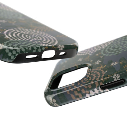 Meiji Era Uzumaki Spiral Phone Case | 1901 Zuan Hyakushu | Tokiwa Green Japanese Art