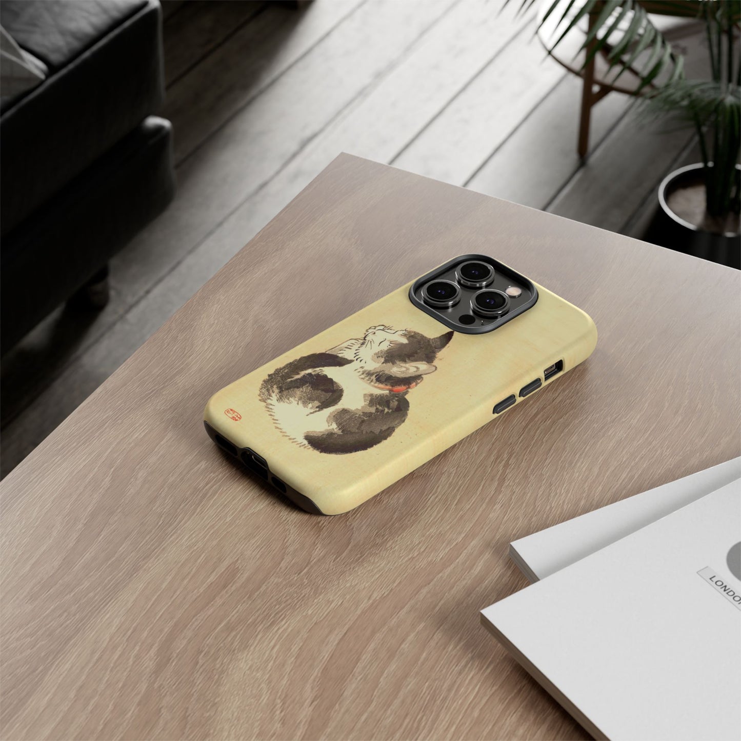 Sleeping Cat iPhone Case | Meiji Era Japanese Ink Painting | Ukiyo-e Art Phone Case | Vintage Japan Cat Gift