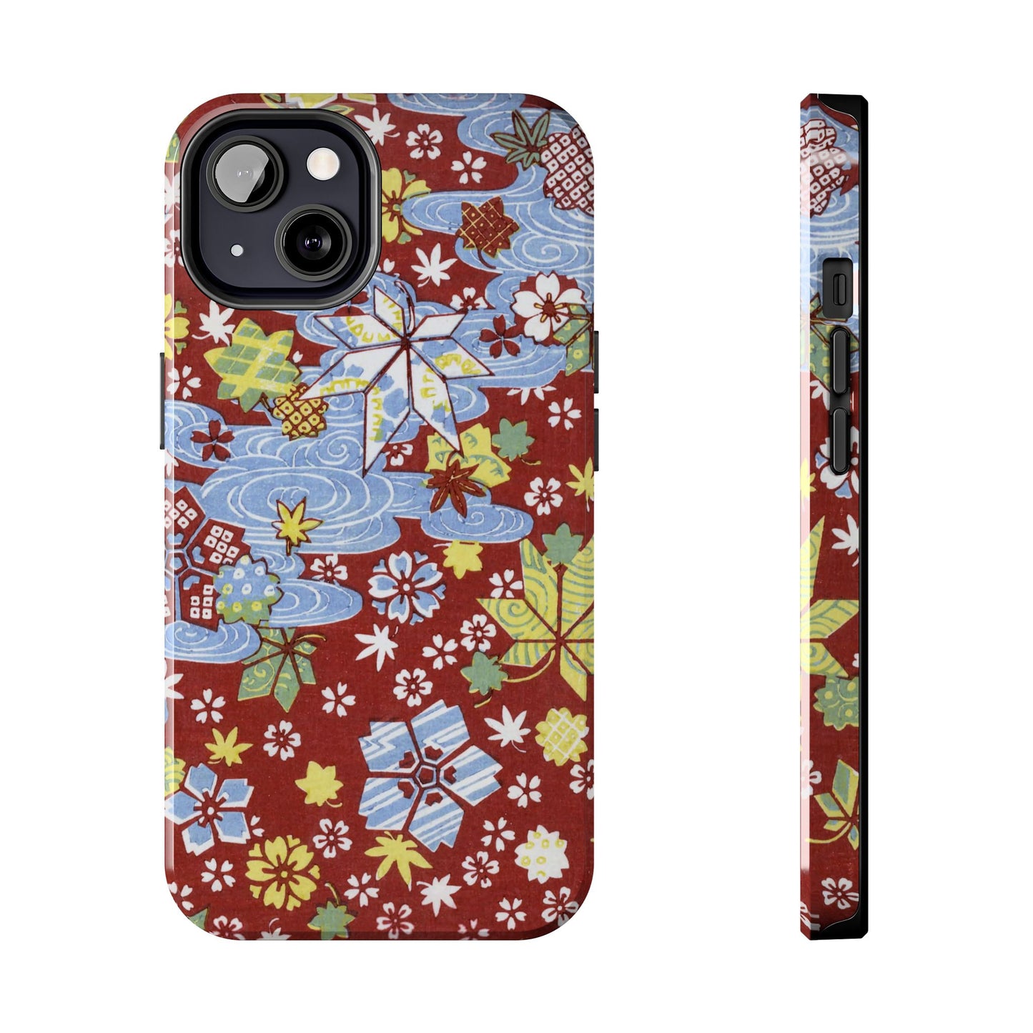 Taisho Umbrella Tales | 1926 Sakura, Momiji & Flowing Water Phone Case | Vintage Chiyogami Art