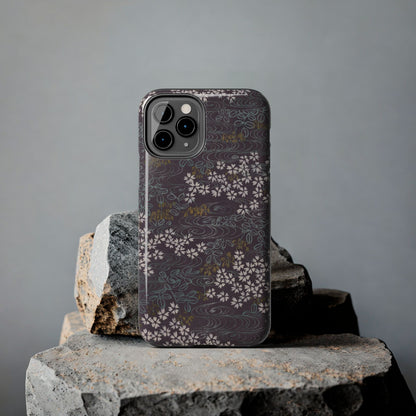 Meiji Era Sakura River Phone Case | 1901 Zuan Hyakushu | Wisteria Purple Japanese Art