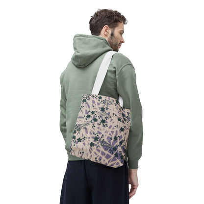 Meiji Era Bamboo & Flower Tote Bag | 1901 Zuan Hyakushu | Purple & Green Japanese Art