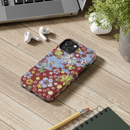 Taisho Umbrella Tales | 1926 Sakura, Momiji & Flowing Water Phone Case | Vintage Chiyogami Art