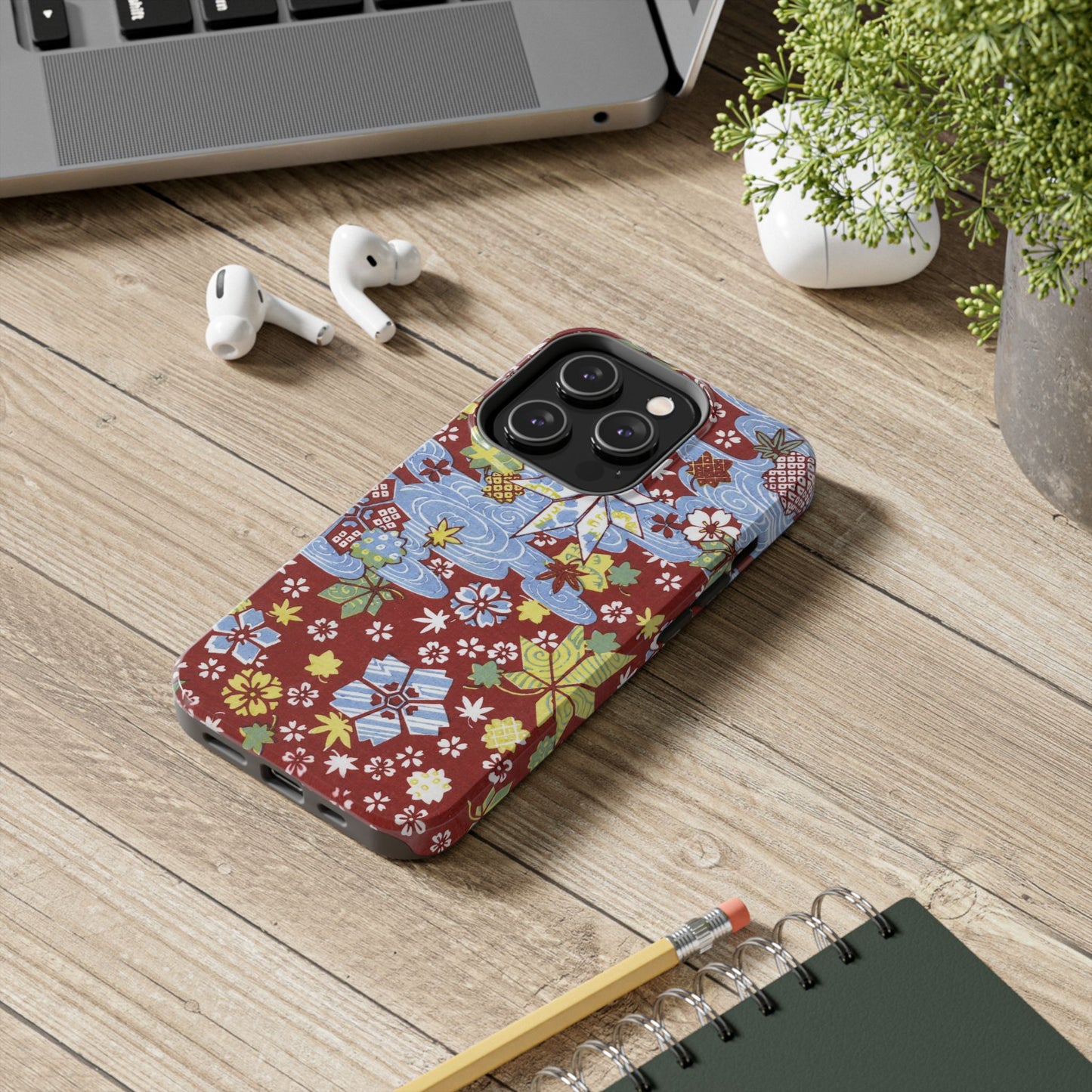 Taisho Umbrella Tales | 1926 Sakura, Momiji & Flowing Water Phone Case | Vintage Chiyogami Art