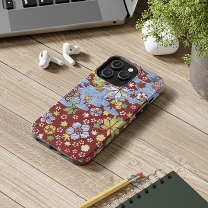 Taisho Umbrella Tales | 1926 Sakura, Momiji & Flowing Water Phone Case | Vintage Chiyogami Art