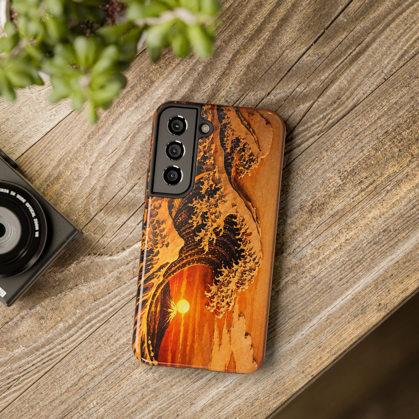 Golden Wave Tough Phone Case – Hokusai Sunset Japanese Art