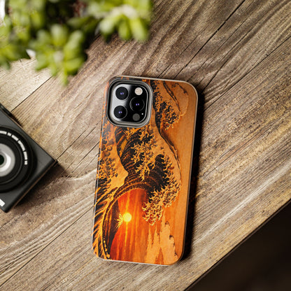 Golden Wave Tough Phone Case – Hokusai Sunset Japanese Art