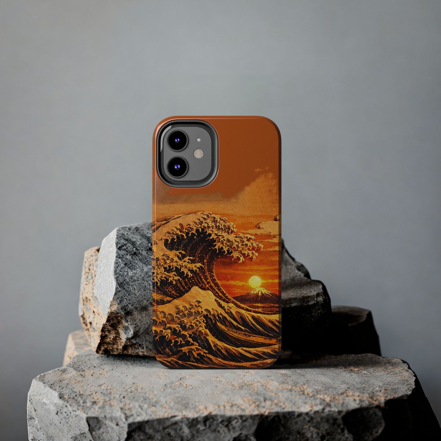Japanese Great Wave Sunset Phone Case | Hokusai 3D Art Sunset Glow | Edo Era Masterpiece