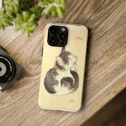 Sleeping Cat Japanese Art Phone Case | Meiji Era Bairei Kono Woodblock | Vintage Cat Illustration 1887