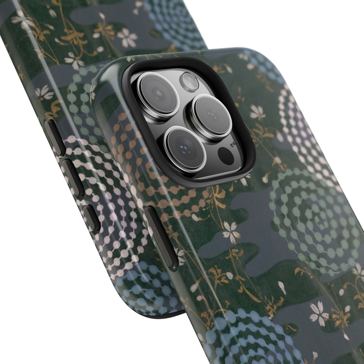Meiji Era Uzumaki Spiral Phone Case | 1901 Zuan Hyakushu | Tokiwa Green Japanese Art