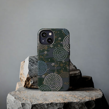 Meiji Era Uzumaki Spiral Phone Case | 1901 Zuan Hyakushu | Tokiwa Green Japanese Art