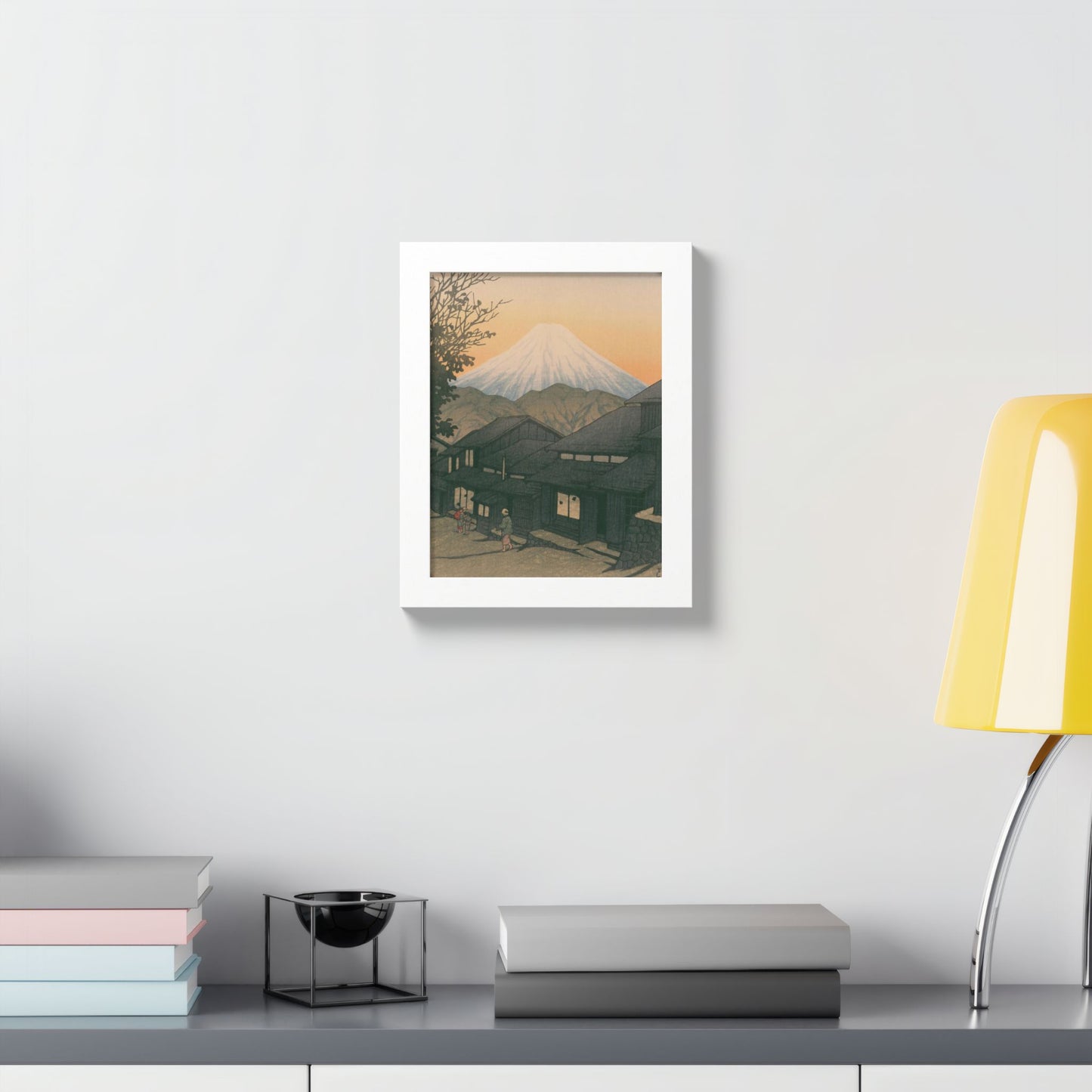 Framed Art Print - Vintage Mount Fuji Landscape (Multicolor)