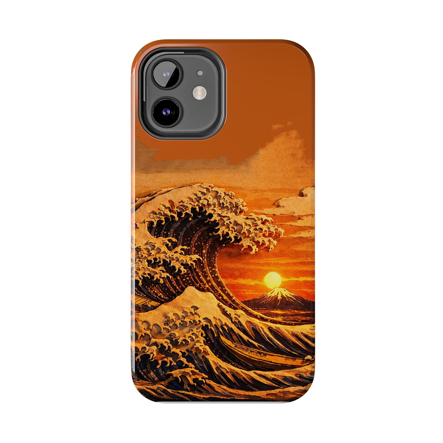 Japanese Great Wave Sunset Phone Case | Hokusai 3D Art Sunset Glow | Edo Era Masterpiece