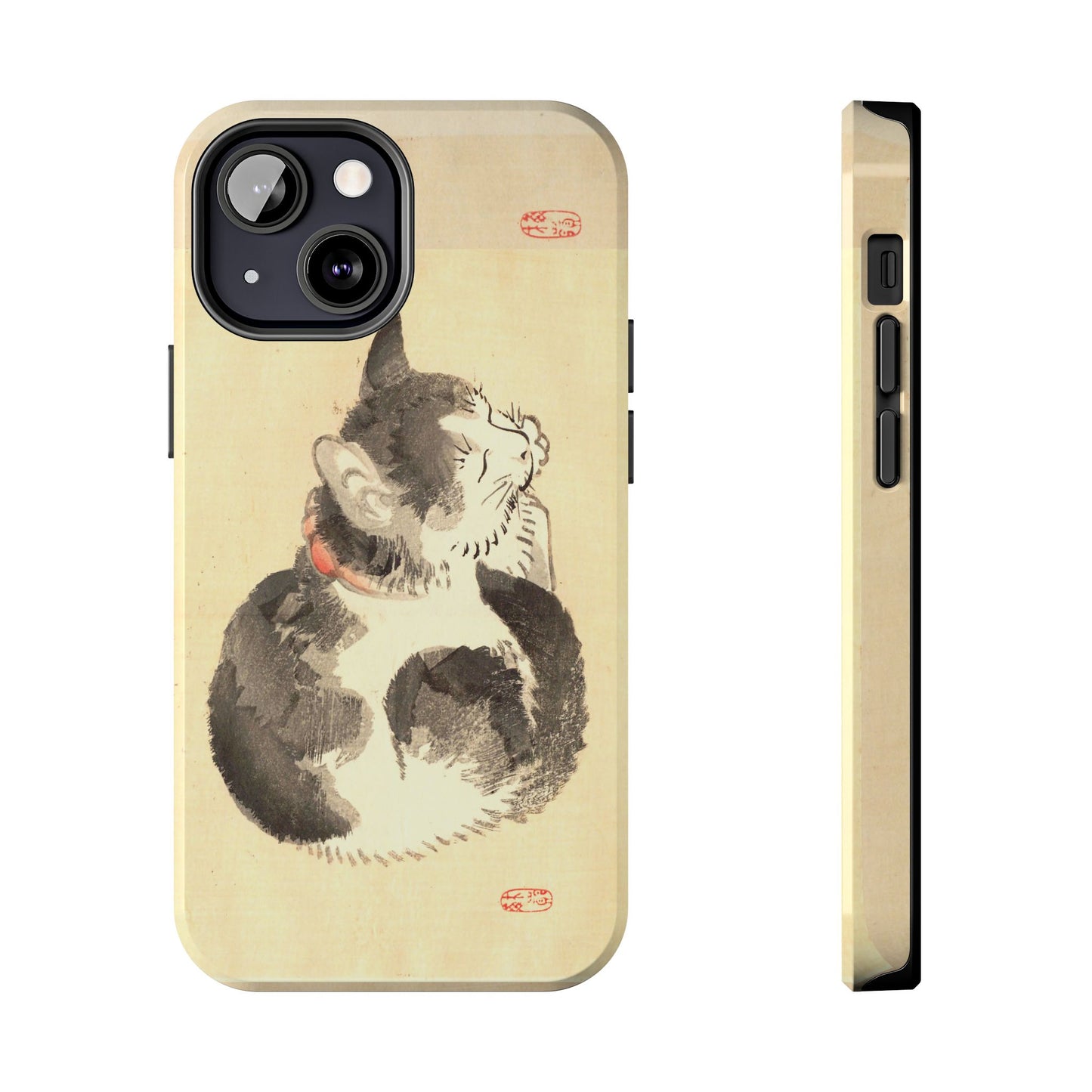 Sleeping Cat Japanese Art Phone Case | Meiji Era Bairei Kono Woodblock | Vintage Cat Illustration 1887