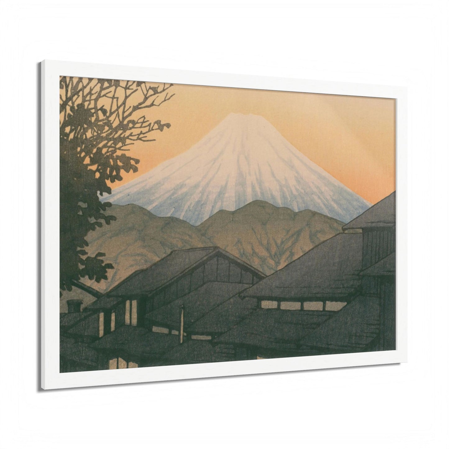 Framed Art Print - Vintage Mount Fuji Landscape (Multicolor)