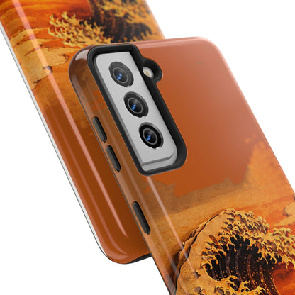 Japanese Great Wave Sunset Phone Case | Hokusai 3D Art Sunset Glow | Edo Era Masterpiece