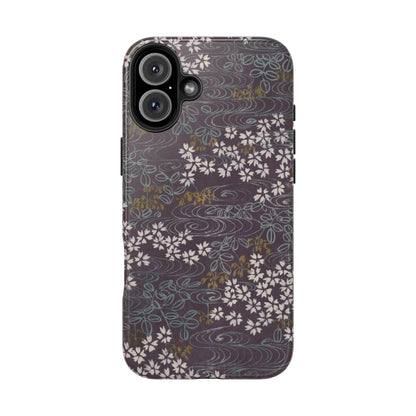 Meiji Era Sakura River Phone Case | 1901 Zuan Hyakushu | Wisteria Purple Japanese Art