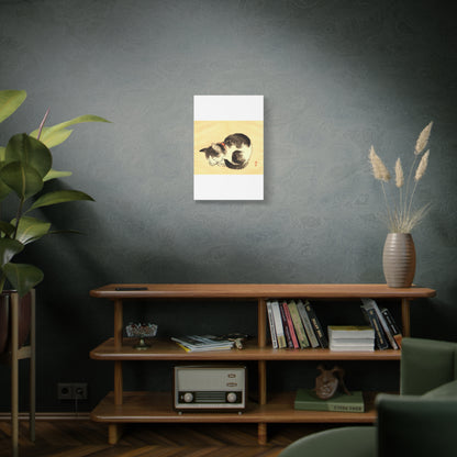 Sleeping Cat Vintage Sumi-e Canvas Print — Japanese Ink Cat Wall Art