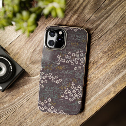 Meiji Era Sakura River Phone Case | 1901 Zuan Hyakushu | Wisteria Purple Japanese Art