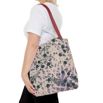 Meiji Era Bamboo & Flower Tote Bag | 1901 Zuan Hyakushu | Purple & Green Japanese Art