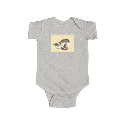 Sleeping Cat Baby Bodysuit - Vintage Japanese Ukiyo-e Art Infant Onesie Nursery Gift