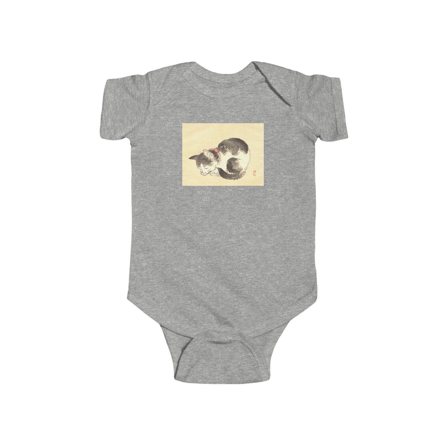 Sleeping Cat Baby Bodysuit - Vintage Japanese Ukiyo-e Art Infant Onesie Nursery Gift