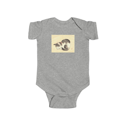 Sleeping Cat Baby Bodysuit - Vintage Japanese Ukiyo-e Art Infant Onesie Nursery Gift