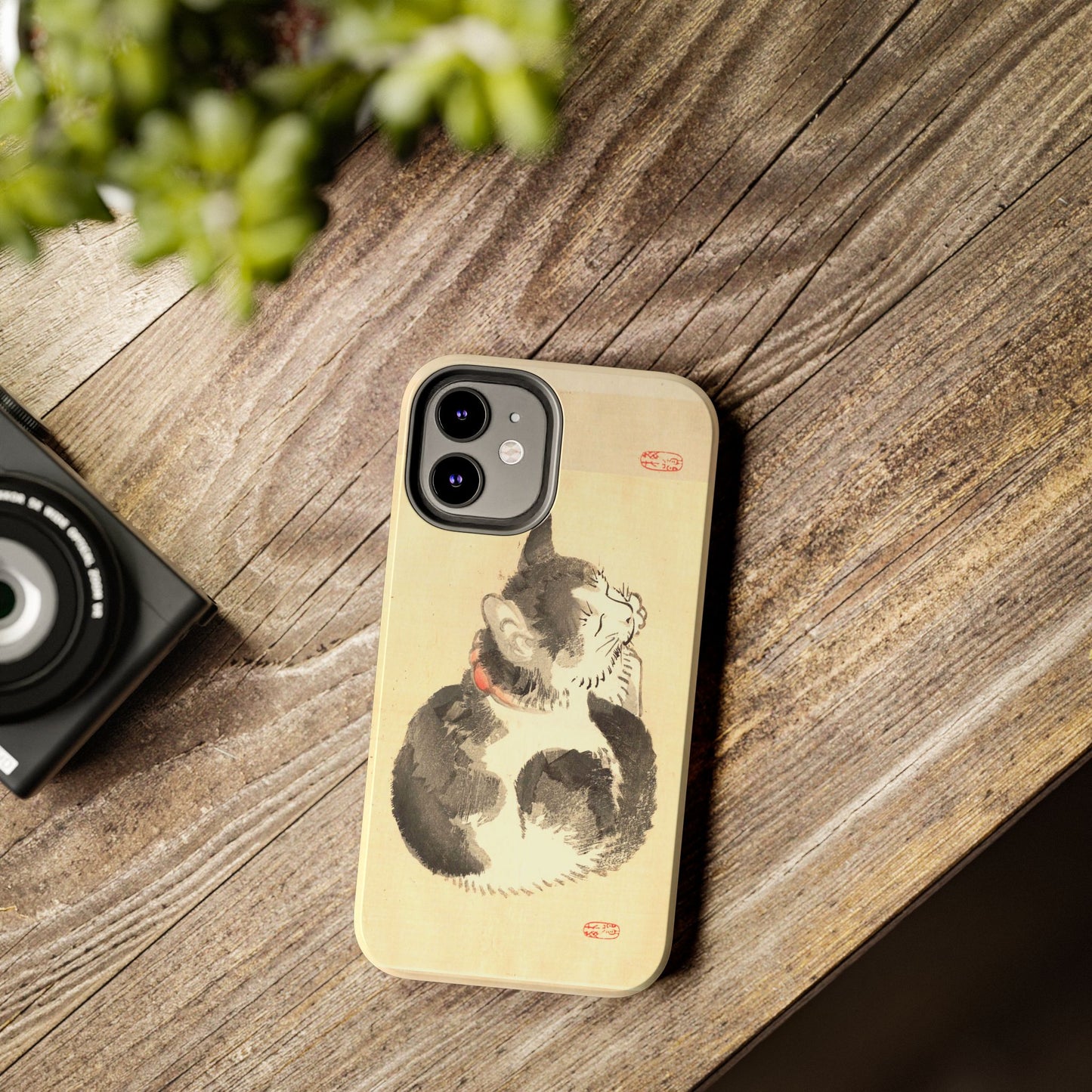 Sleeping Cat Japanese Art Phone Case | Meiji Era Bairei Kono Woodblock | Vintage Cat Illustration 1887