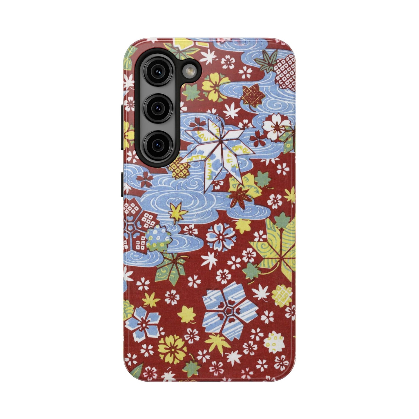 Taisho Umbrella Tales | 1926 Sakura, Momiji & Flowing Water Phone Case | Vintage Chiyogami Art