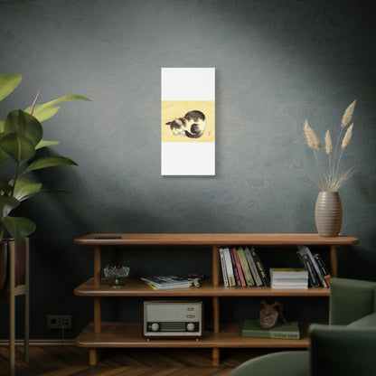 Sleeping Cat Vintage Sumi-e Canvas Print — Japanese Ink Cat Wall Art