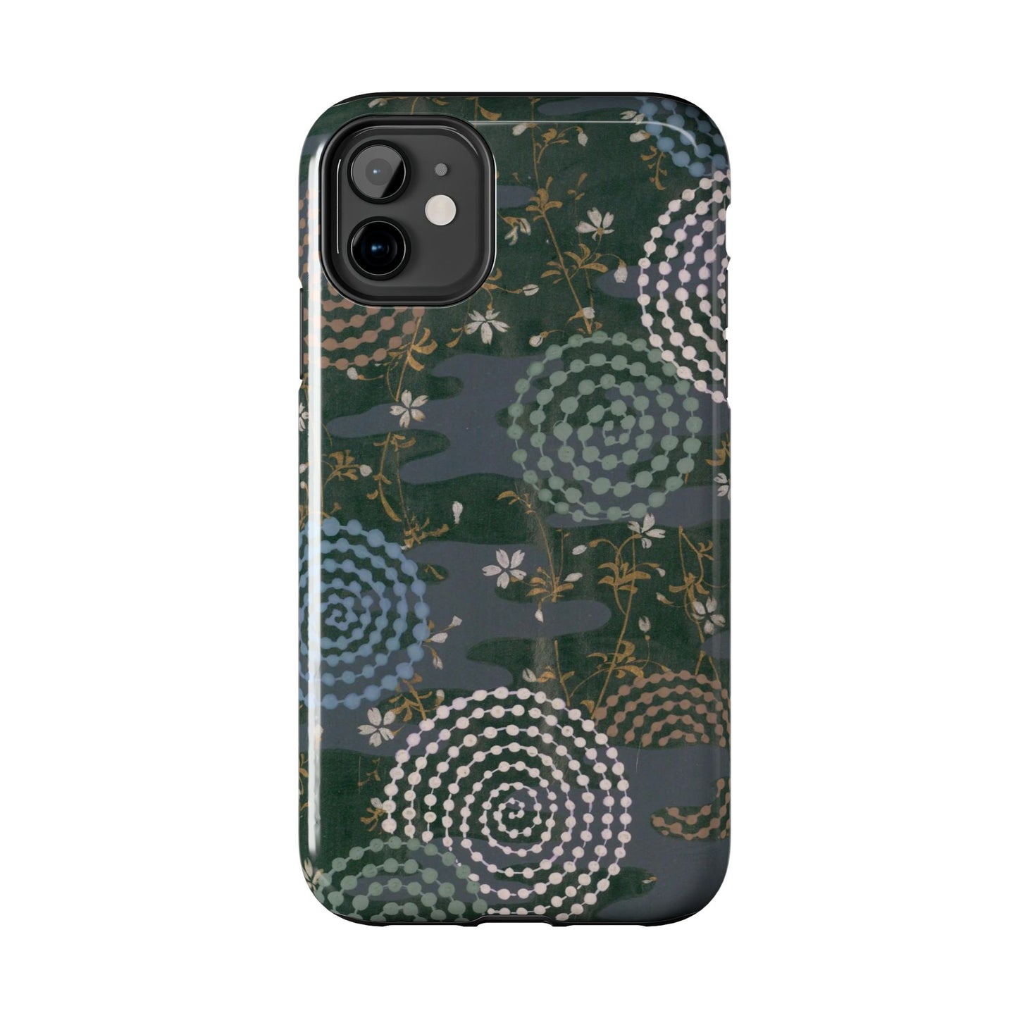 Meiji Era Uzumaki Spiral Phone Case | 1901 Zuan Hyakushu | Tokiwa Green Japanese Art