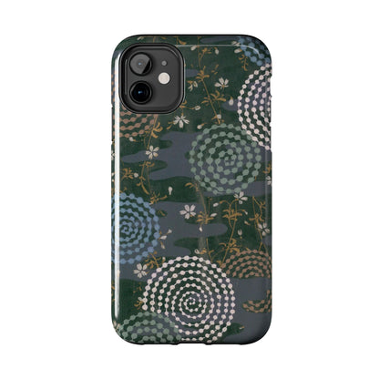Meiji Era Uzumaki Spiral Phone Case | 1901 Zuan Hyakushu | Tokiwa Green Japanese Art