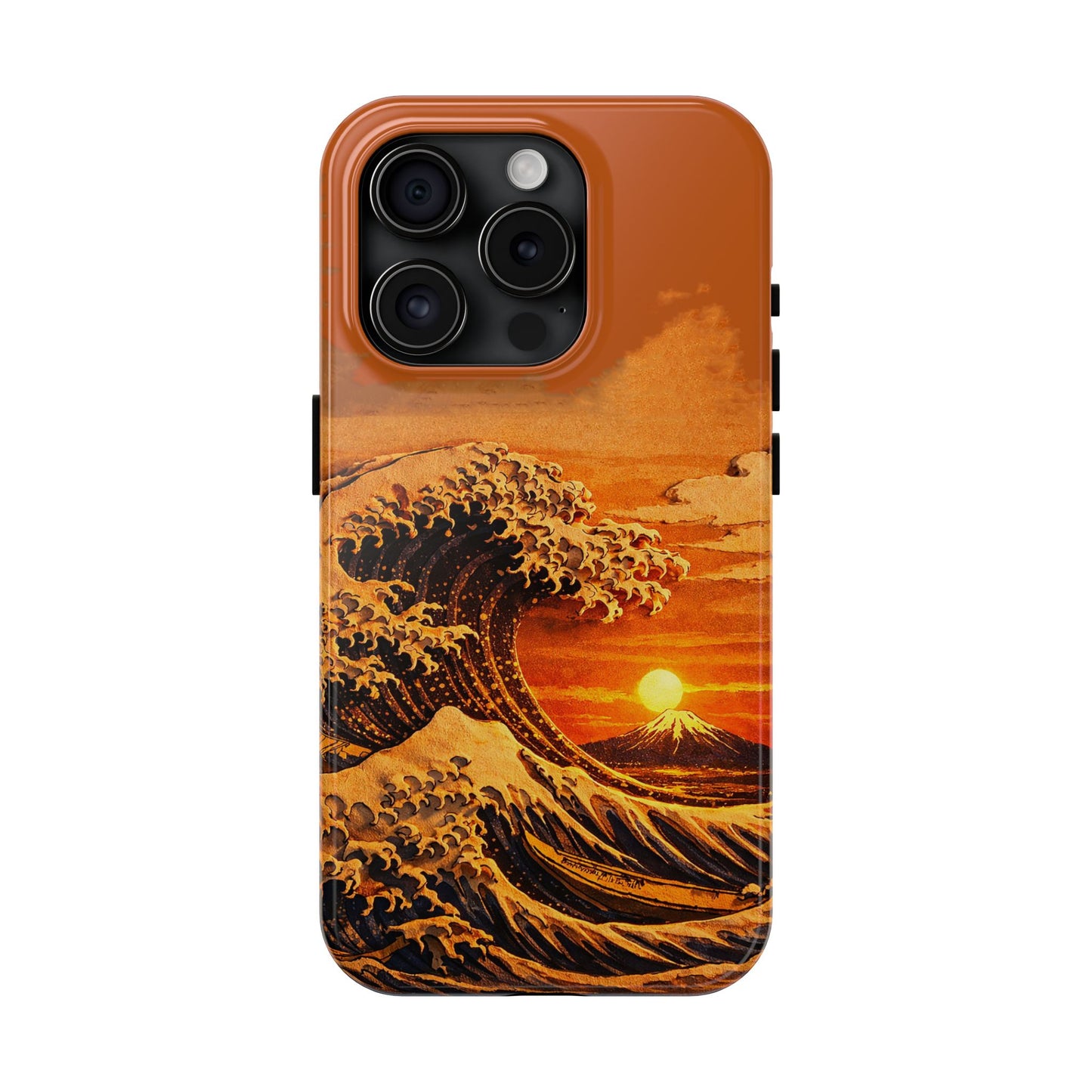 Japanese Great Wave Sunset Phone Case | Hokusai 3D Art Sunset Glow | Edo Era Masterpiece