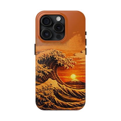 Japanese Great Wave Sunset Phone Case | Hokusai 3D Art Sunset Glow | Edo Era Masterpiece