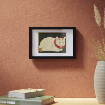 White Cat Japanese Woodblock Framed Poster – Nihon Fukei Senshu Vol.6, 1924